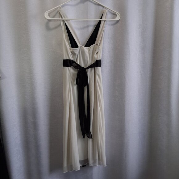 28. Alyn Paige V-Neck sleeveless Mini Cocktail Dress sheer overlay skirt empire - Picture 5 of 5